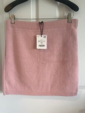Zara Blush Pink Cotton Blend Knit Mini Skirt